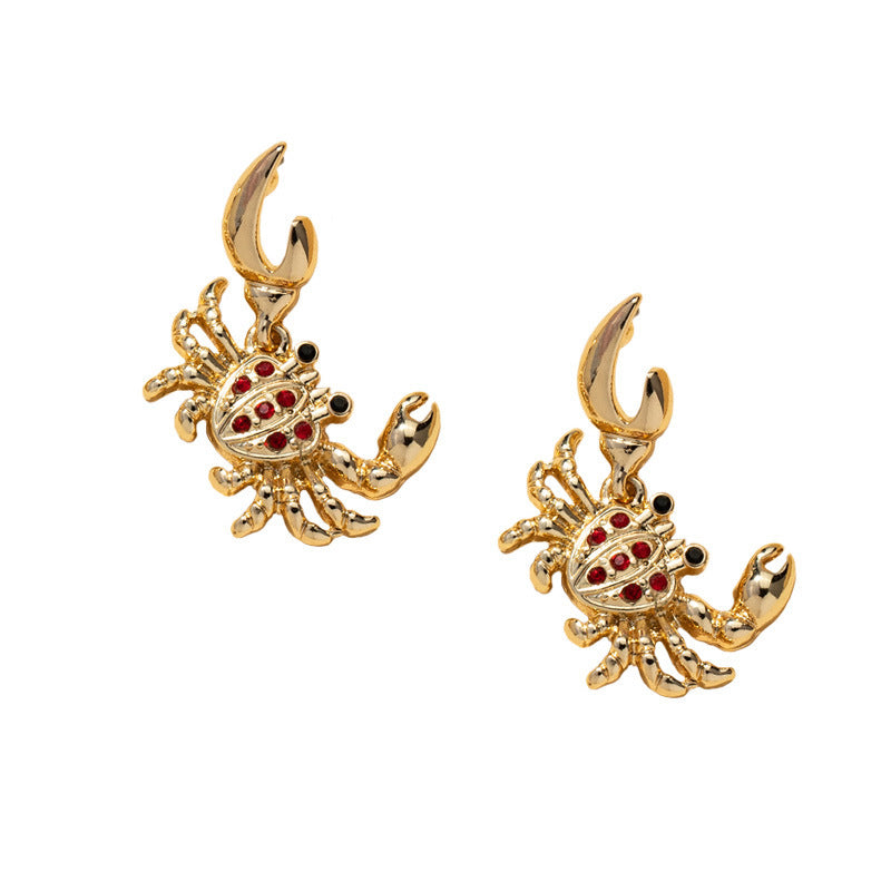 Wholesale European Style Creative 3D Crab Earrings Alloy Fashion Jewelry Accessory