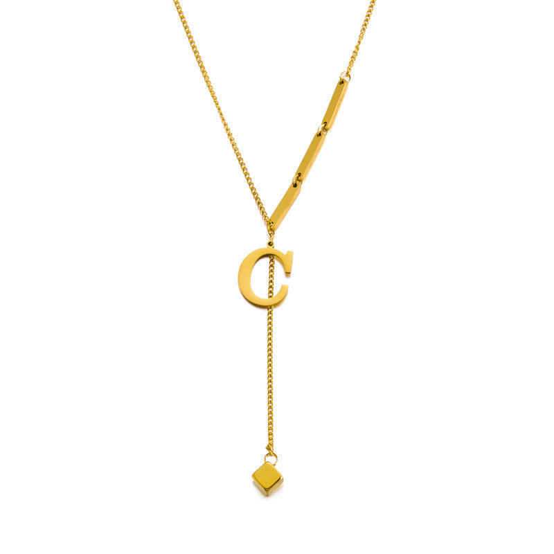 Wholesale square titanium steel letter necklace