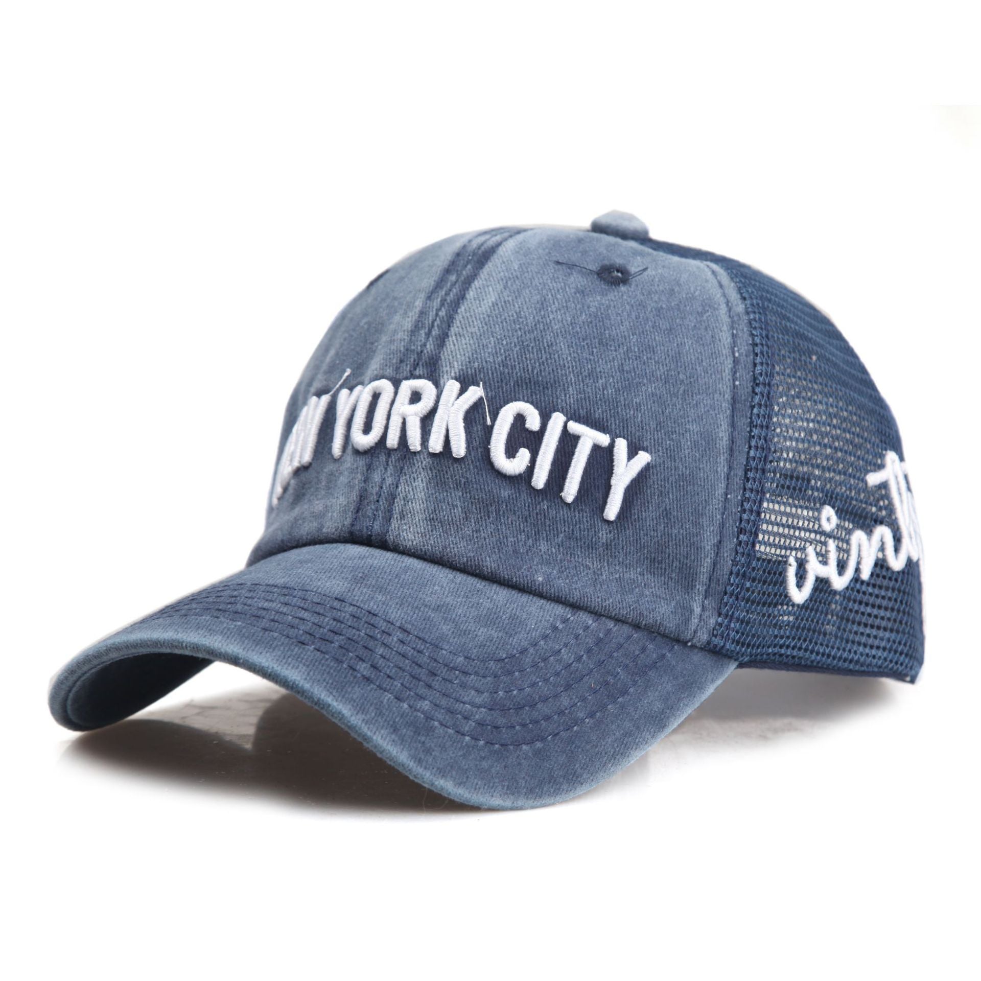 Wholesale Letter NEW YORK Embroidered Washed Baseball Cap