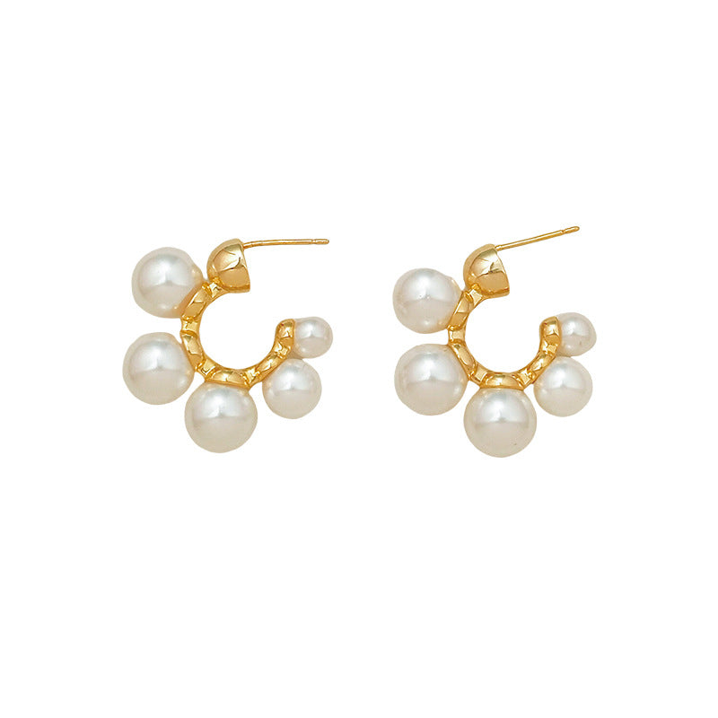 Wholesale Pearl Earrings  Silver Needle Copper Plated Gold Earrings