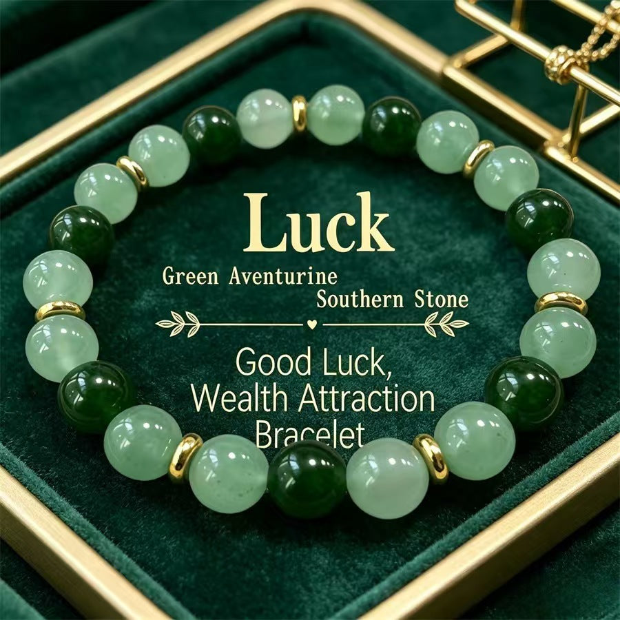 Wholesale Trendy Green Glass Stone Bead Bracelet Two Tone Green Unisex Fashion Jewelry Accessory For Resale