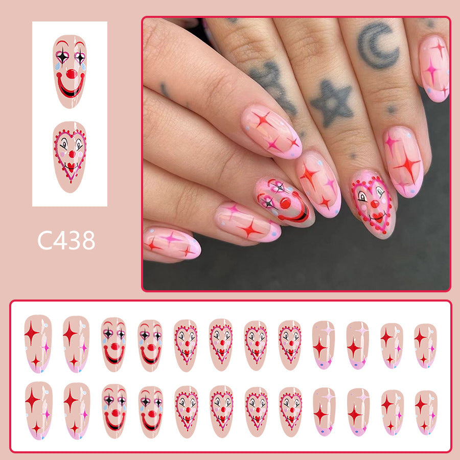 Wholesale 24 Pieces/box Glossy Pointed Clown Manicure Press-on Nails Kits Nail Stickers ACC-NS-GuaiXL031