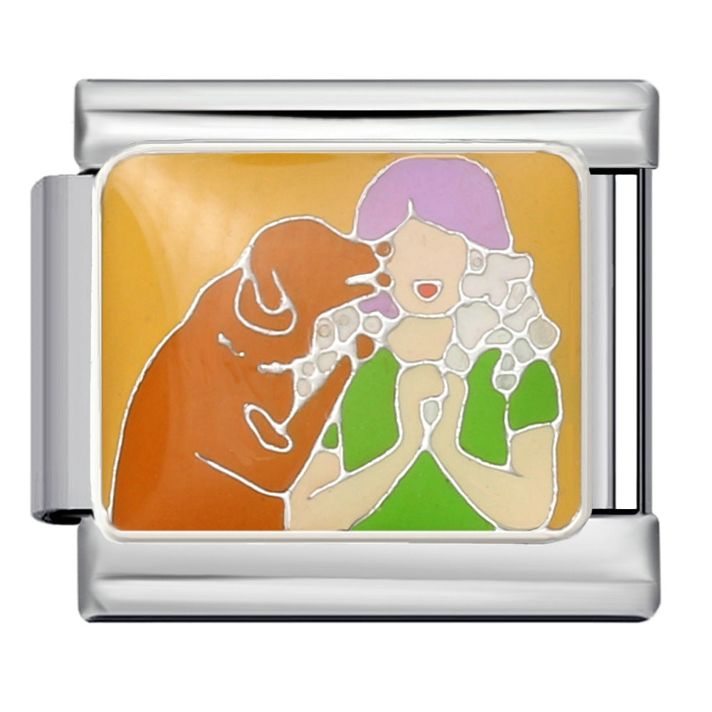 Bracelet de charme italien 5pcs 5pcs 9 mm BRACET DE CARTOONES ANIMALES CARTOONS ANIMAL