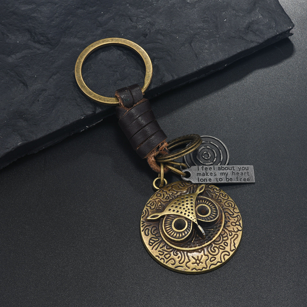 Wholesale Alloy Bronze Owl Vintage Keychains