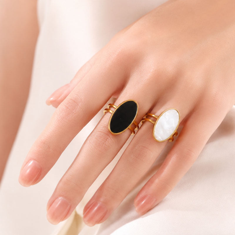 Wholesale Stylish Vintage Geometric Stainless Steel Ring Set For Women Black Polished Finish Fashion Jewelry Accessory Boutique Resale