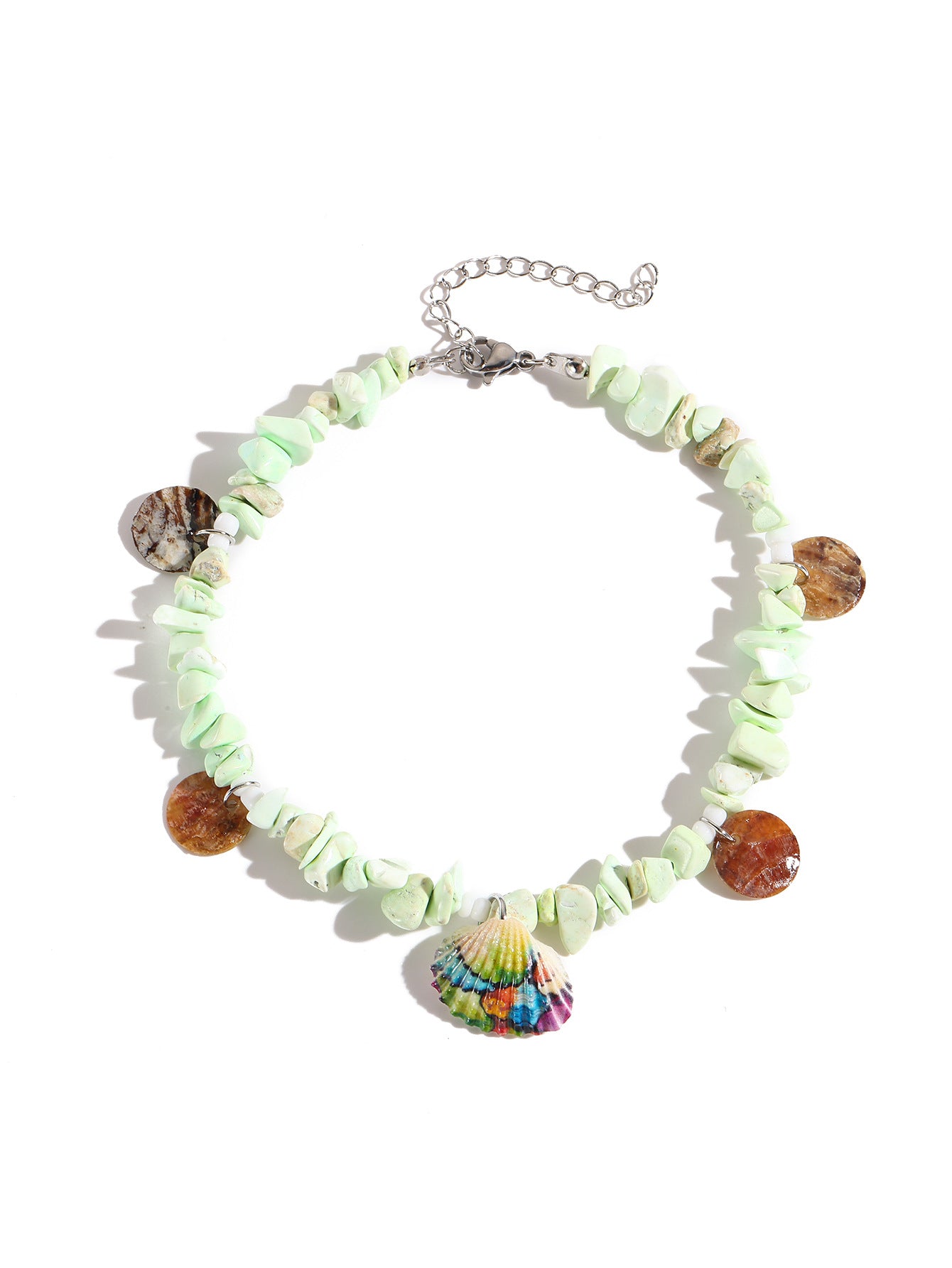 Wholesale Seaside Holiday Shell Natural Stone Painted Scallop Anklet