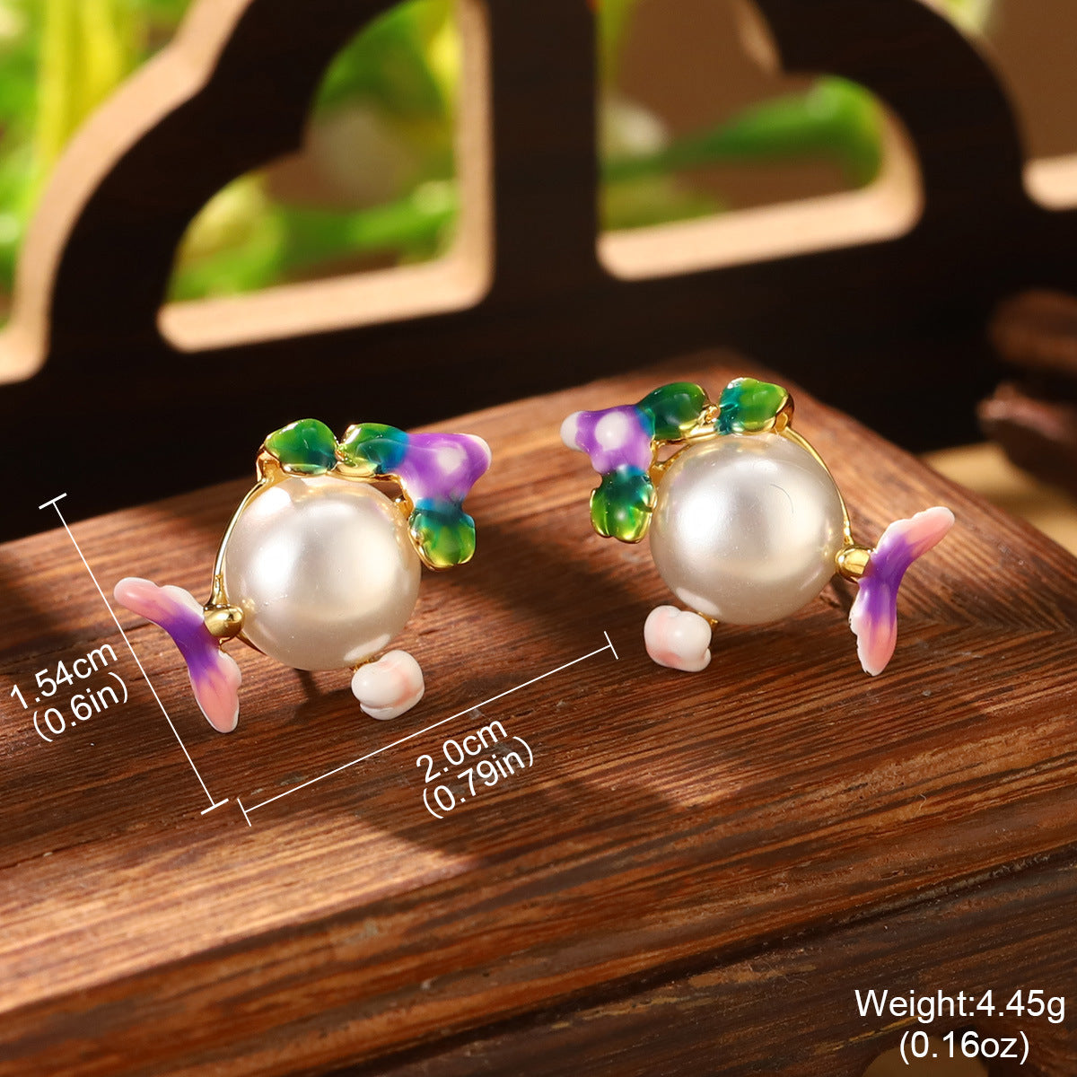 Wholesale Butterfly Pattern Pearl Drop Oil Gradient Flower Necklace Ring Earring Set