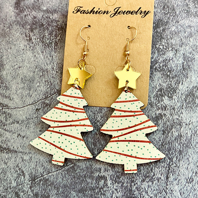 Wholesale Christmas Tree Wood Earrings