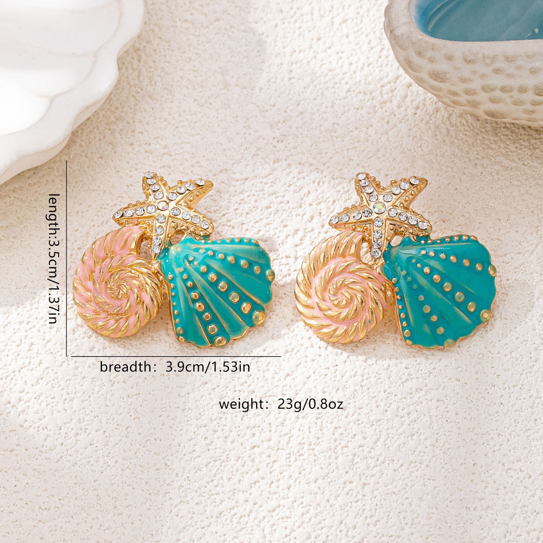 Wholesale Alloy Ocean Starfish Shell Earrings For Women Beach Vacation Jewelry Accessory