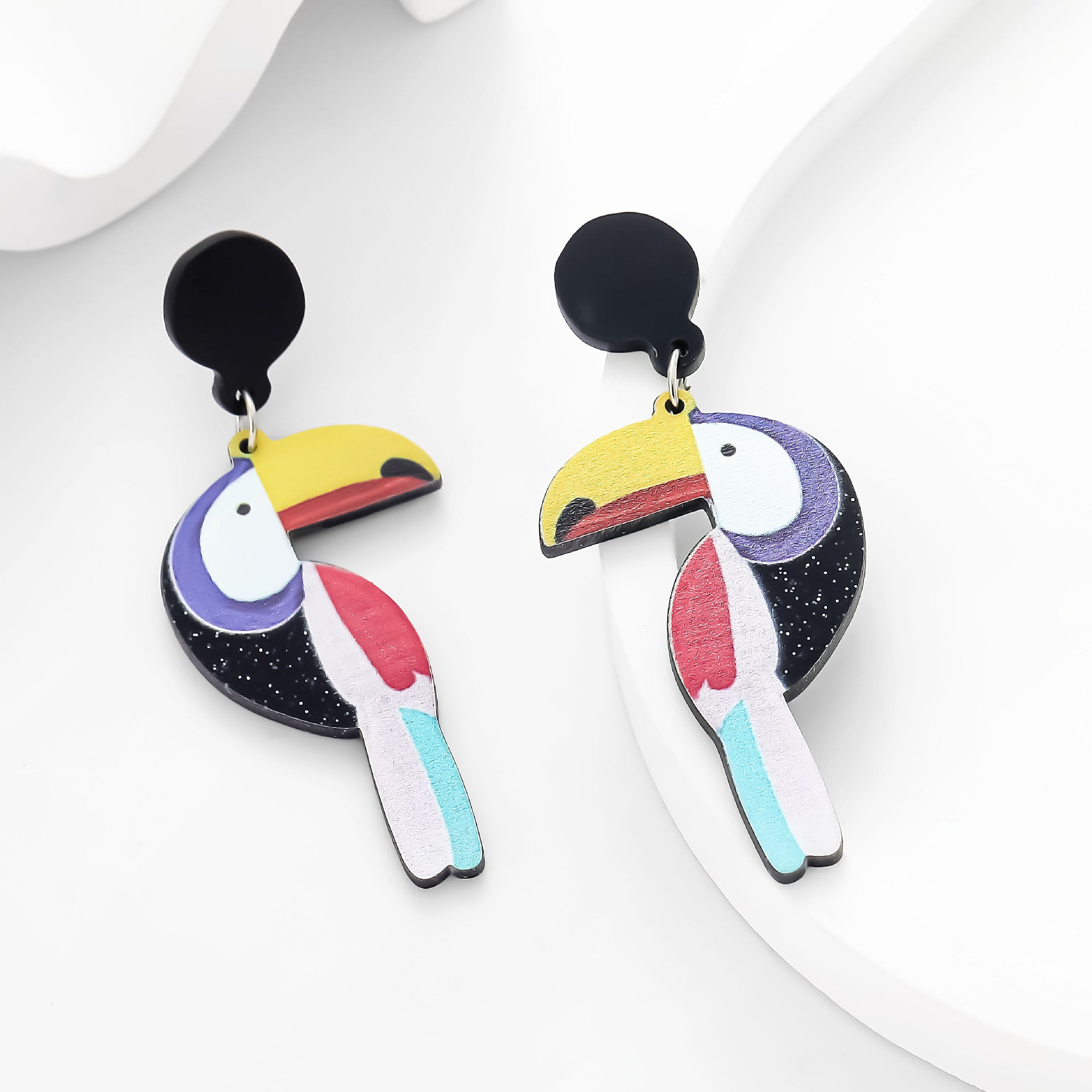 Wholesale Personalized colorful parrot wooden earrings