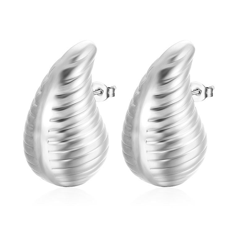 Wholesale Stainless Steel Earrings Electroplating 18k Water Drop Hollow Earrings ACC-ES-MuShan005