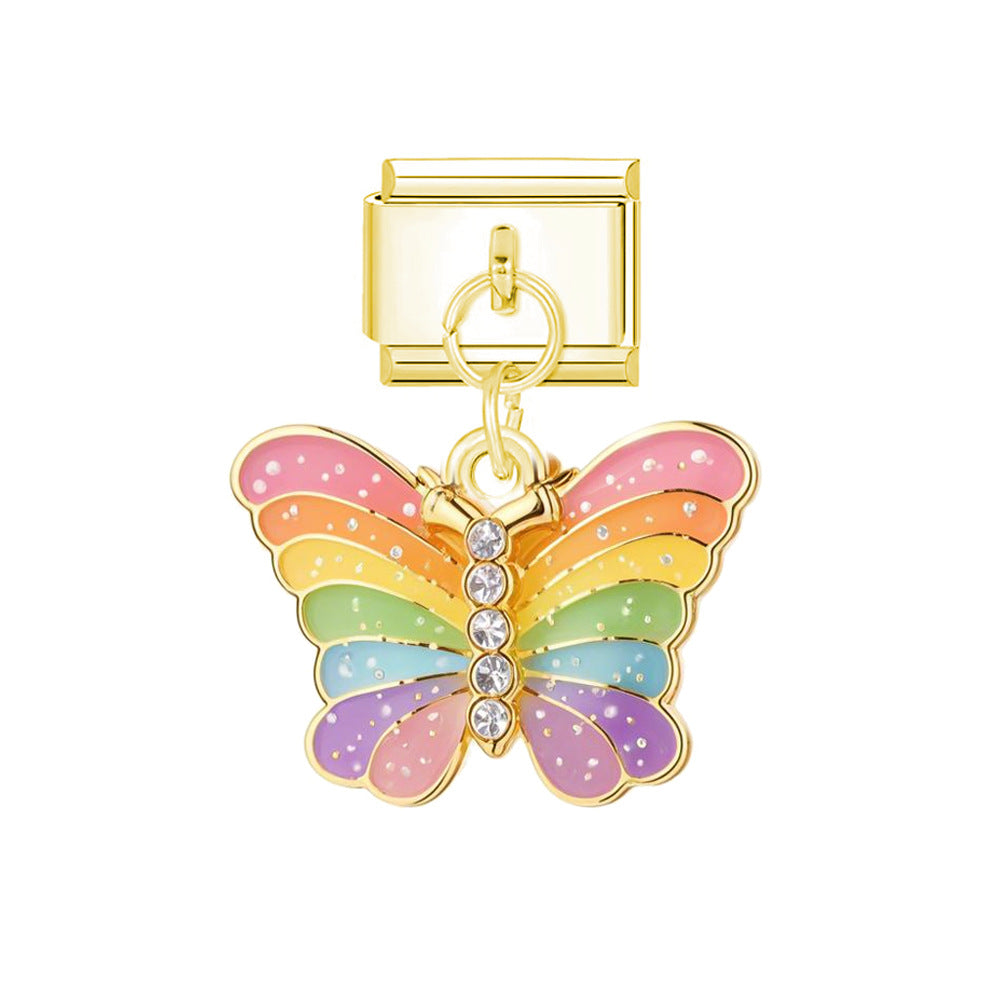 Wholesale Italian Charm Bracelet 9mm DIY Cartoon Butterfly Cloud Pendant Series Creative Stainless Steel Composable Bracelet