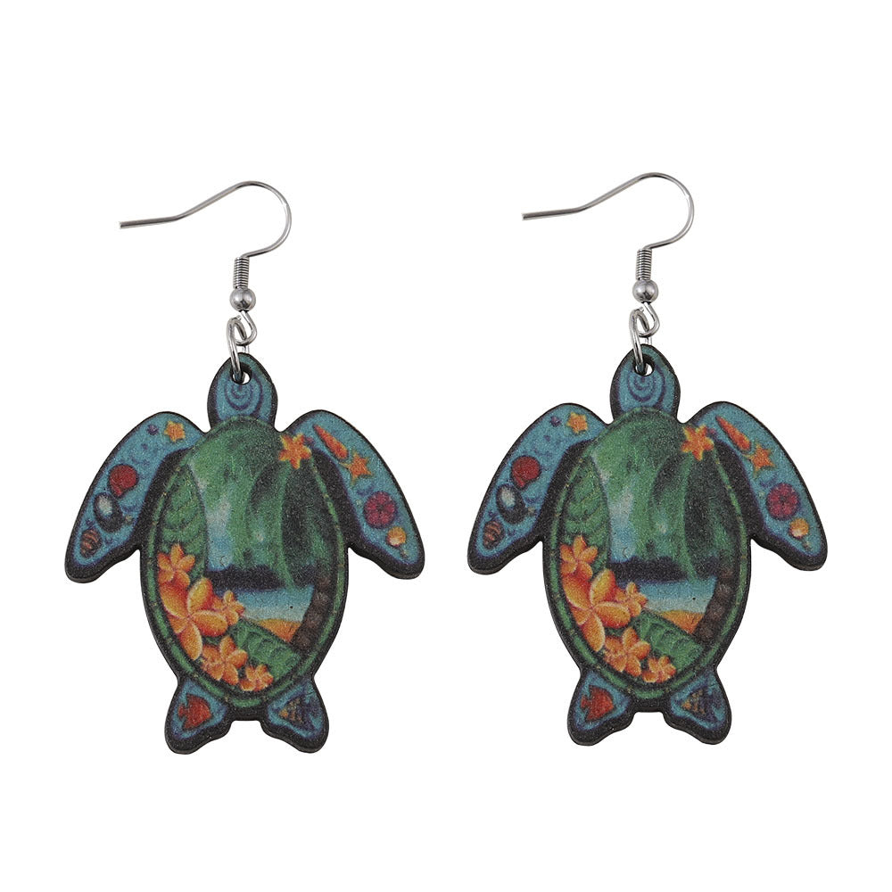 Wholesale Ethnic Style Turtle Earrings Holiday Style Turtle Wooden Earrings ACC-ES-ChuLian002