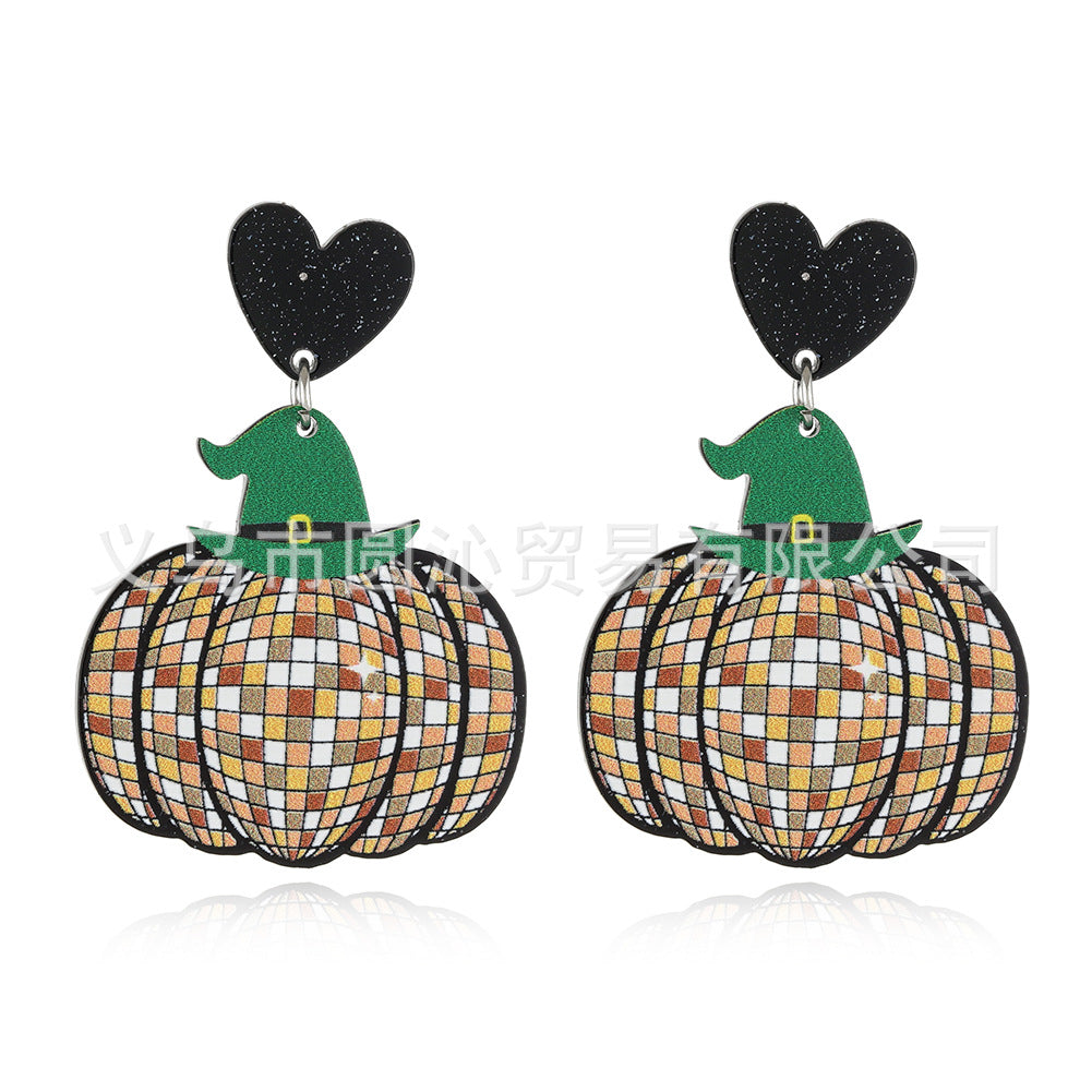 Wholesale Halloween Acrylic Plate Earrings Pumpkin Skull Earrings ACC-ES-YuanQin004
