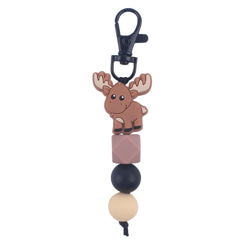Wholesale Silicone Cartoon Cow Handmade Beaded Keychain ACC-KC-GuangTian003