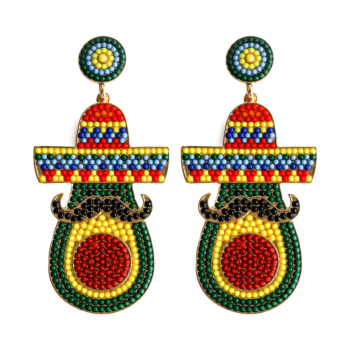 Wholesale Mexican Festival Colored Rice Ball Cactus Avocado Chili Earrings ACC-ES-JiaQi003