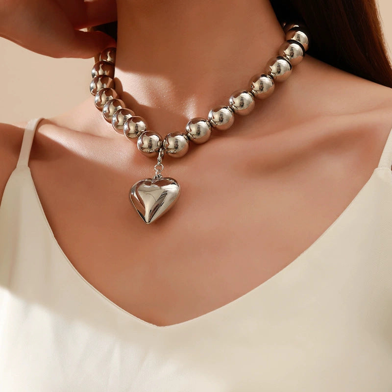 Wholesale  Big Bead Punk Collar Collar Chain Geometric Beads Beaded Necklace