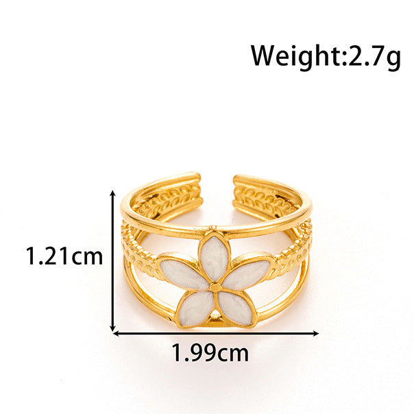 Wholesale line round love oil drop retro titanium steel opening adjustable ring