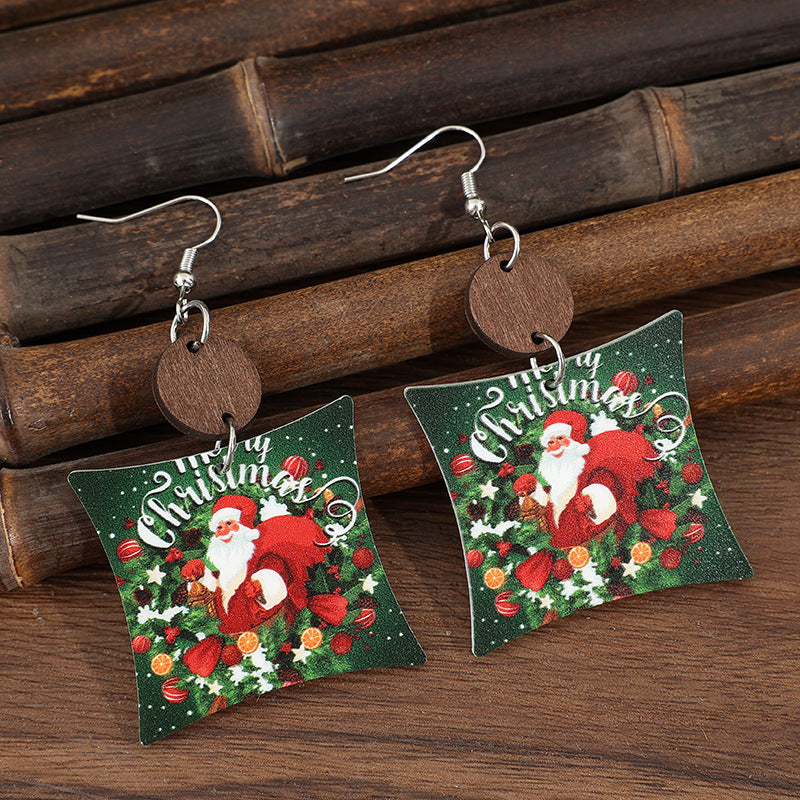 Wholesale Christmas Pillow Printed  Acrylic Creative Fashion Earrings