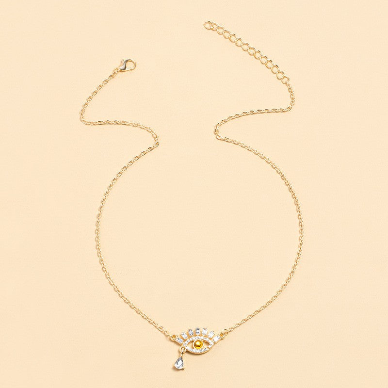Wholesale Evil Eye Pendant Necklace Gold Tone Zinc Alloy Rhinestone Jewelry Accessory