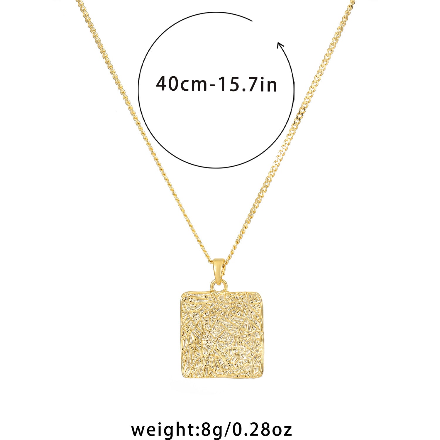 Wholesale  Round Square Necklace Plated Real Gold Clavicle Chain