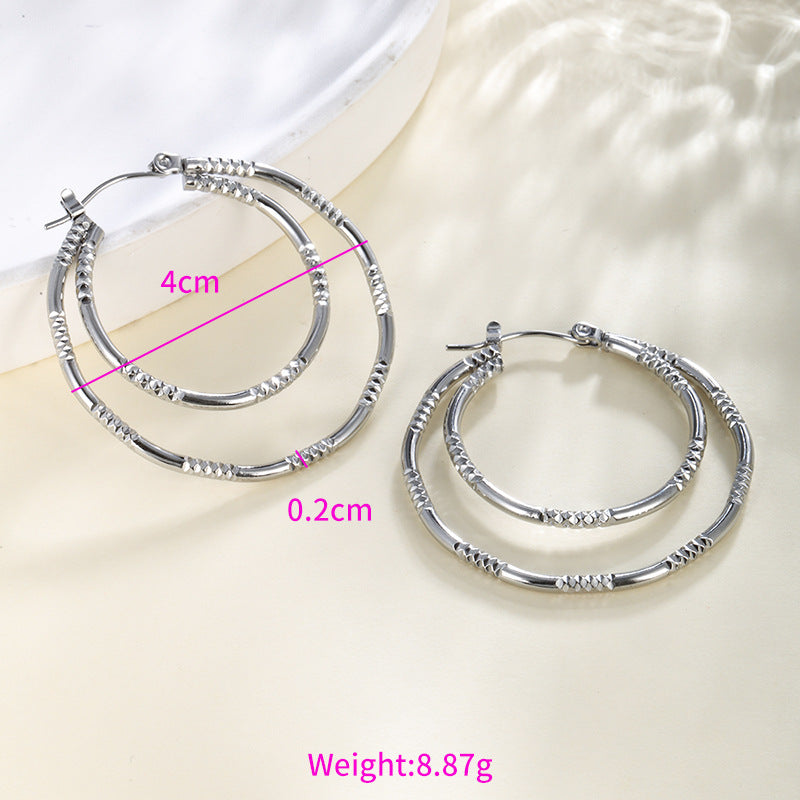 Wholesale Stainless steel heart-shaped large circle earrings