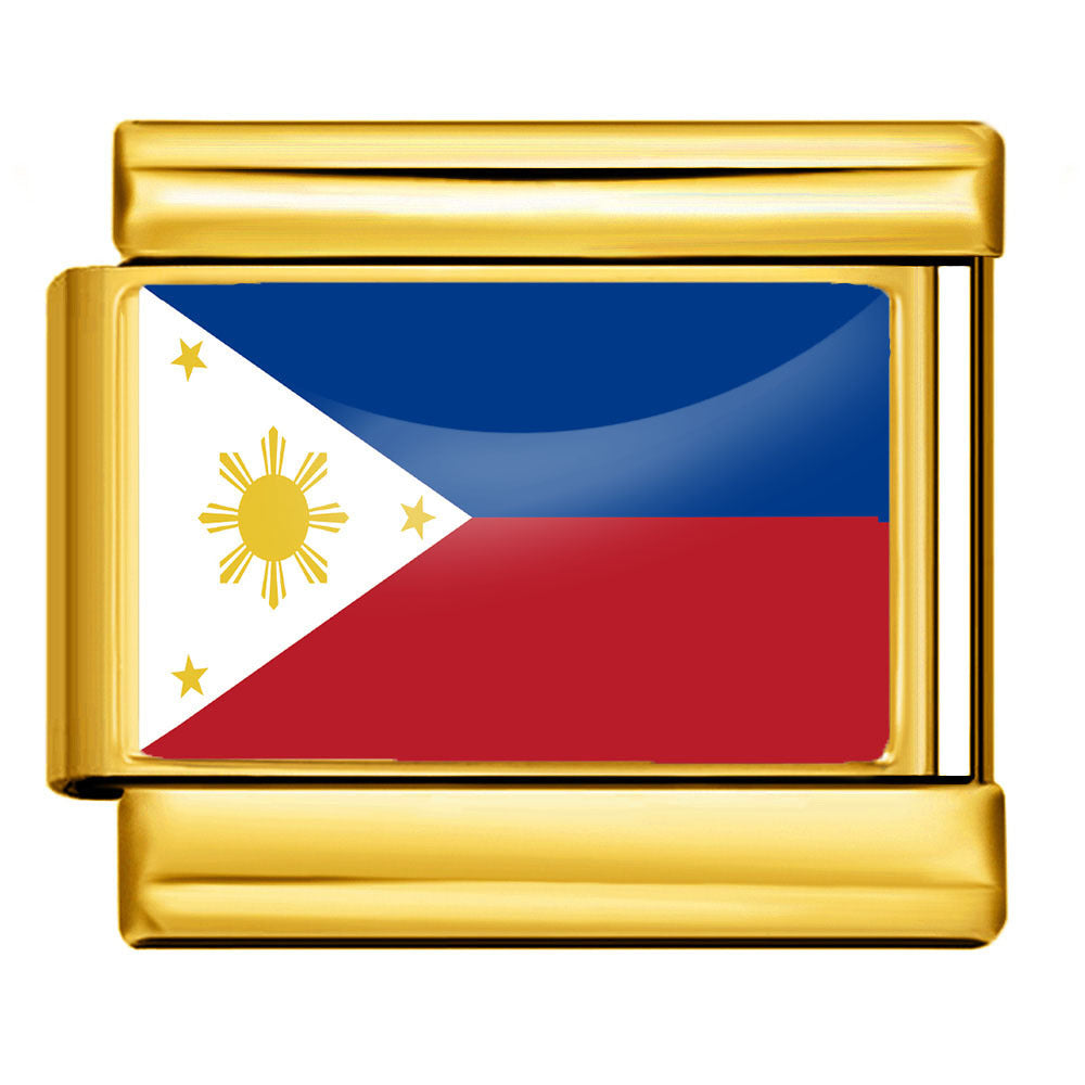 Wholesale Golden World Flag Photo Epoxy Italian Module Bracelet DIY Stainless Steel Elastic Strap Chain Bracelet