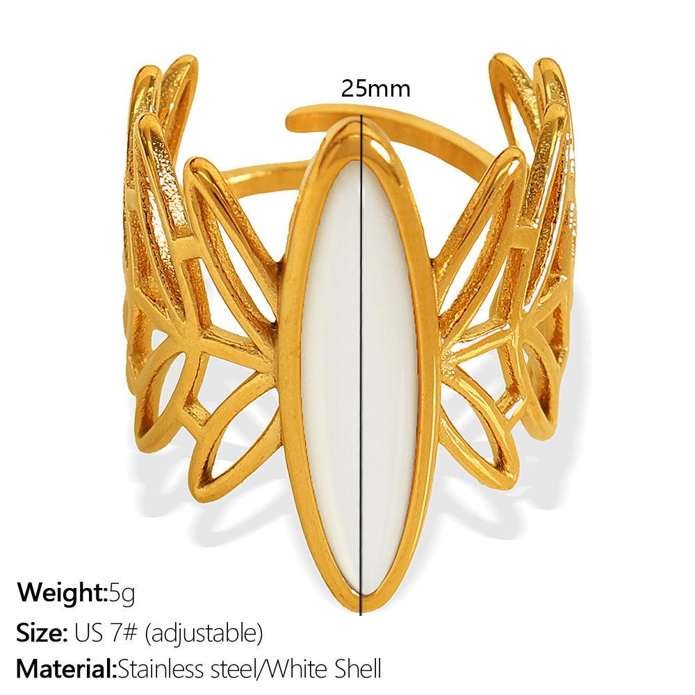 Wholesale Bohemian Resort Style Titanium Steel Titanium Steel Tiger Eye Stone Ring Personalized Fashion Open Ring