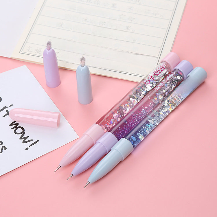 Wholesale cute heart into oil quicksand pen