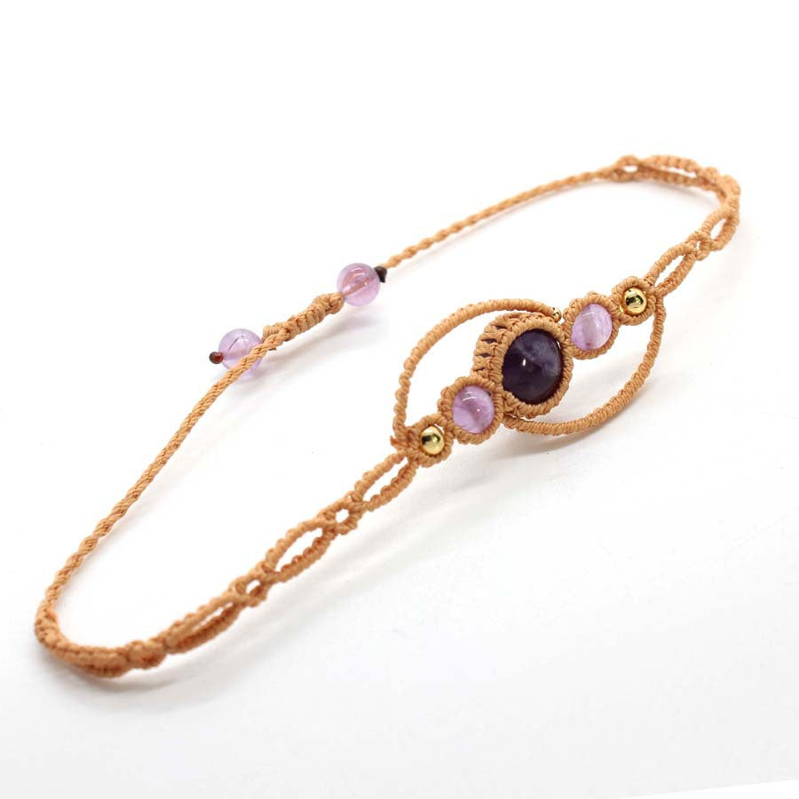 Wholesale Stylish Ethnic Amethyst Crystal Beaded Bracelet Handmade Adjustable Women S Jewelry Fashion Accessory For Boutique Resale