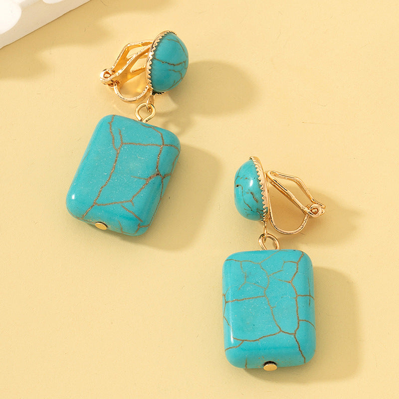 Wholesale Geometric Ethnic Style Turquoise Earrings Electroplated Party Wear Gift