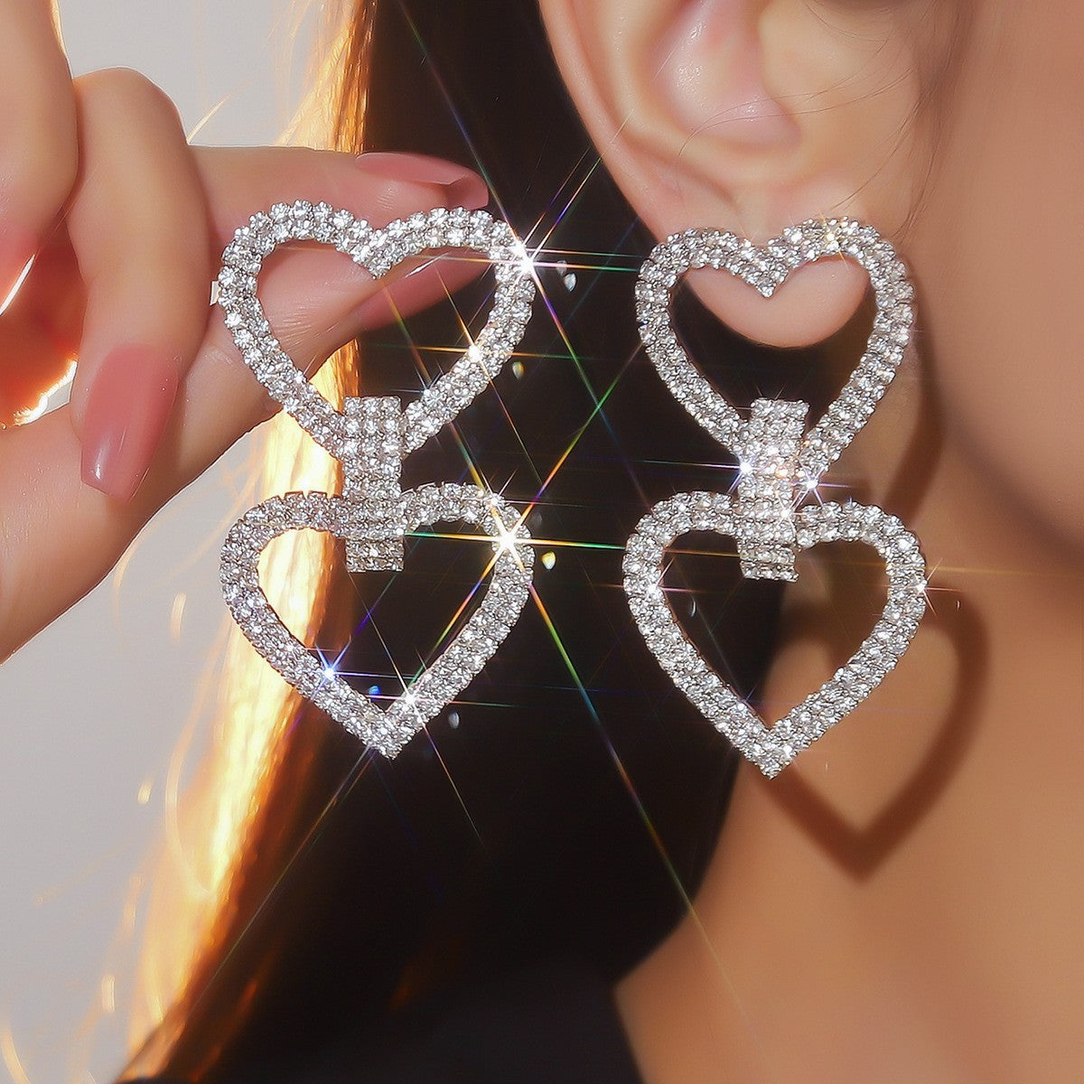 Wholesale Independence Day Exaggerated Long Tassel Love Earrings