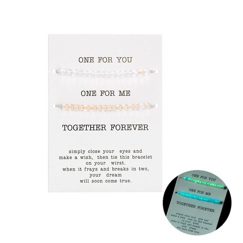 Wholesale 2 colorful luminous rice beads couple beaded bracelet