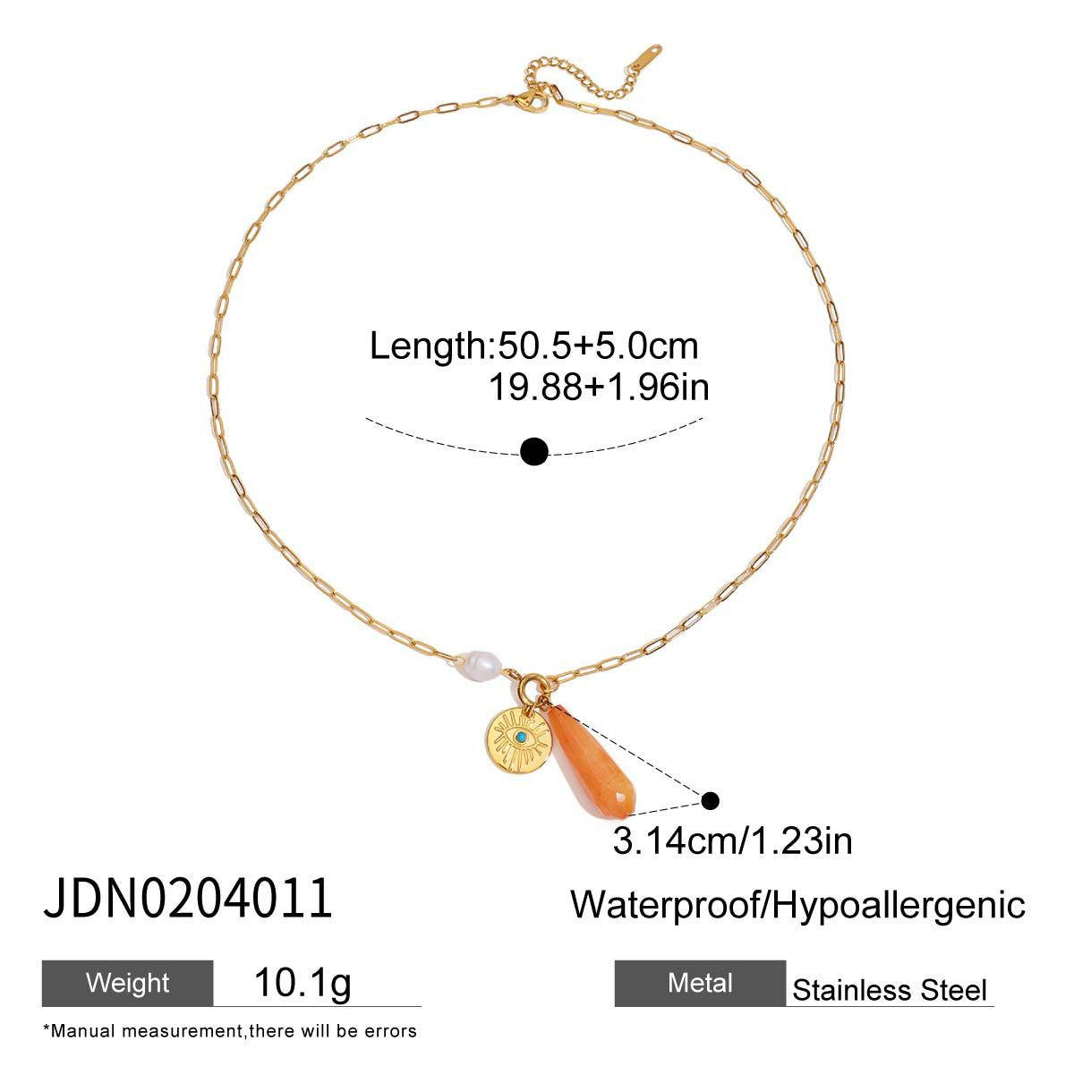 Wholesale  18K Gold Freshwater Pearl Devil's Eye Stainless Steel Necklace