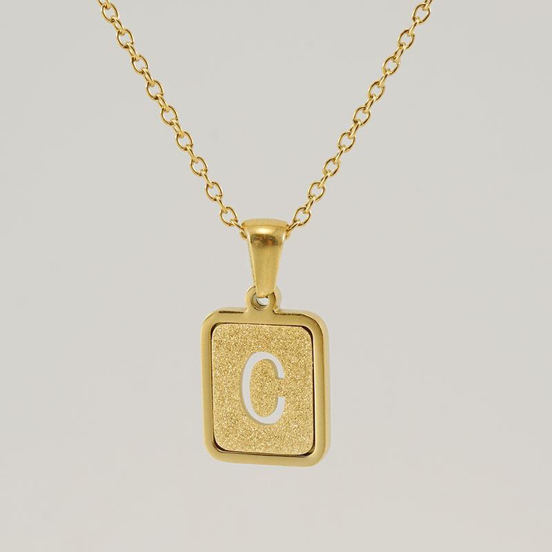 Wholesale 18K stainless steel hollow 26 English letter necklace