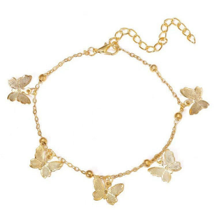 Wholesale Gold Electroplated Alloy Butterfly Pendant Bracelet Hollow Design Fashion Accessory for Everyday Wear Gift
