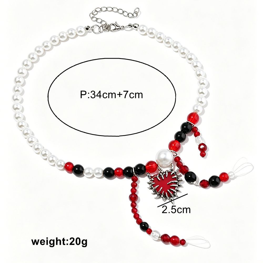 Wholesale Gothic Heart Pearl Necklace  Fashion Accessory for Women Boutique Resale