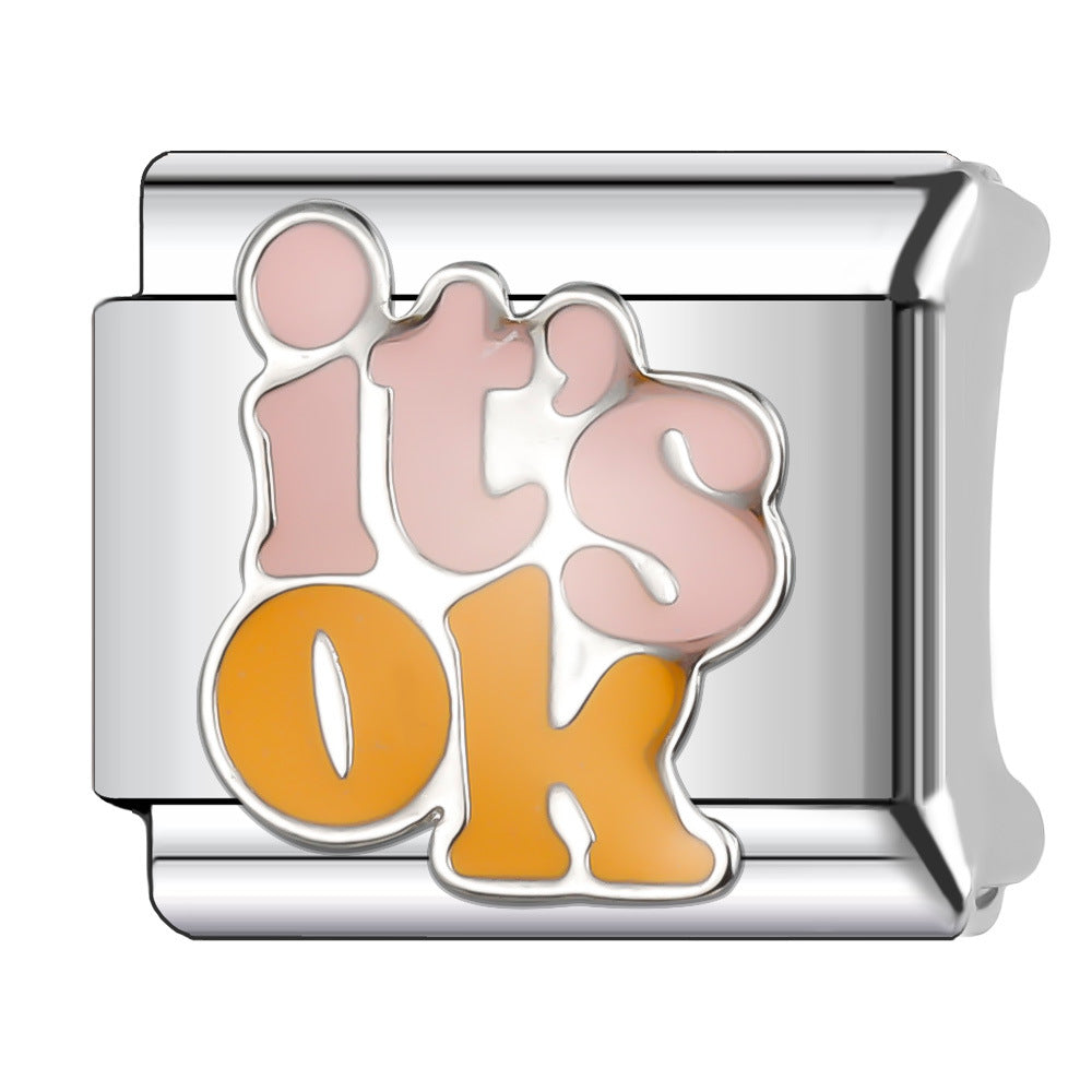 Wholesale Italian Charm Bracelet 9mm DIY Splicing English Retro Series Stainless Steel Composable Bracelet