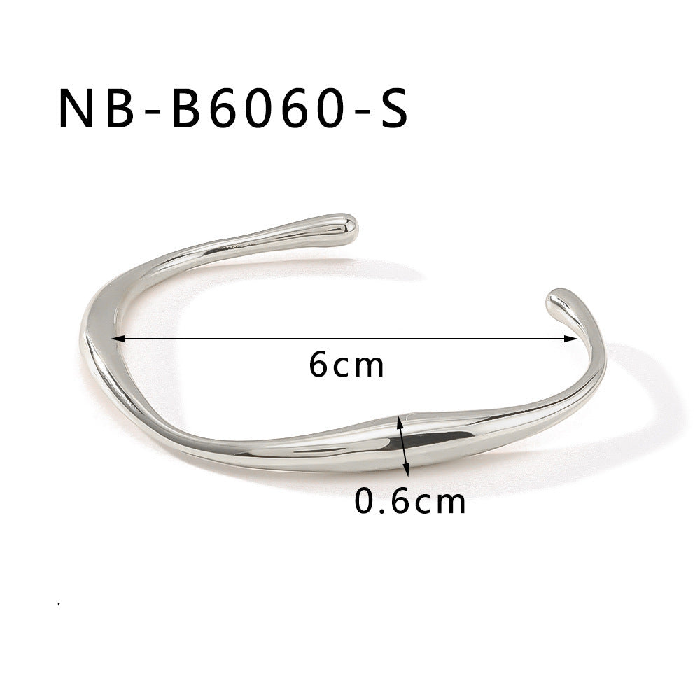 Wholesale stainless steel 18K gold-plated oversized irregular C- shaped open bracelet