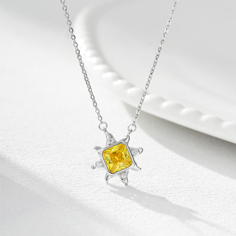 Wholesale Sunflower Pendant Necklace  S925 Sterling Silver Zirconia Dainty Necklaces