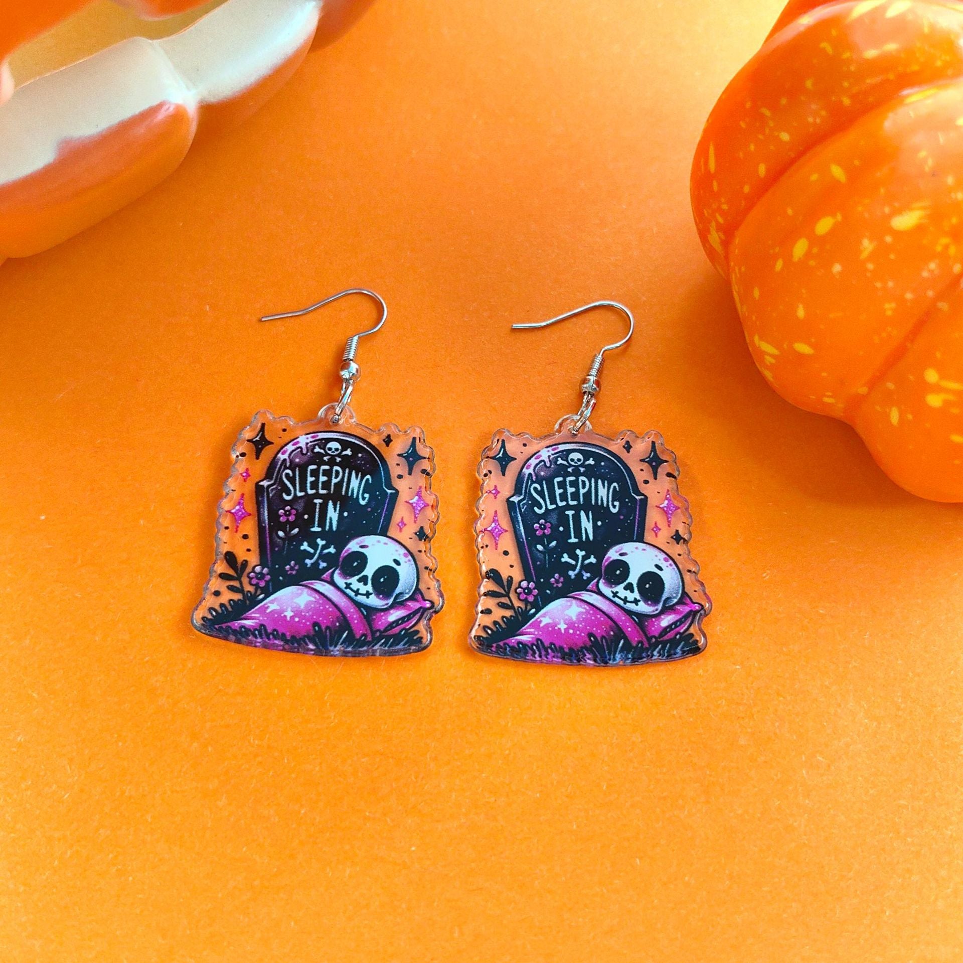 Wholesale Halloween Pumpkin Grim Reaper Bat Acrylic Earrings ACC-ES-Xizhao001