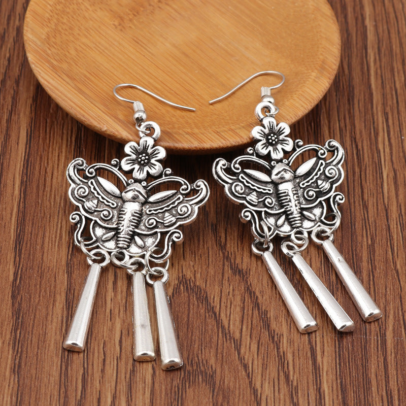 Wholesale Retro Ethnic Style Animal Ear Hook Butterfly Earrings
