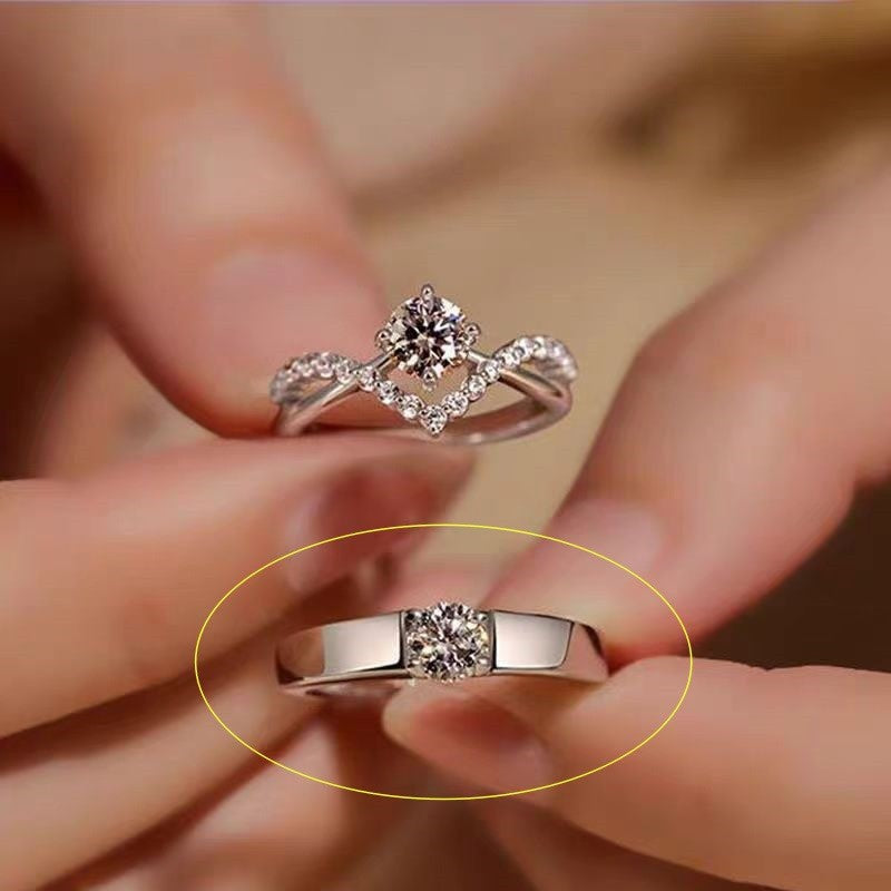 Wholesale Fairy Tale Wedding Ring Set - Adjustable Copper Couple Rings,  Unisex Electroplated,  Jewelry Accessory for Boutique Resale