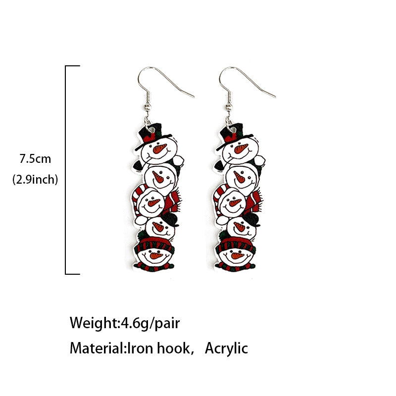 Wholesale Christmas acrylic earrings snowman Pancake Man long  cute earrings