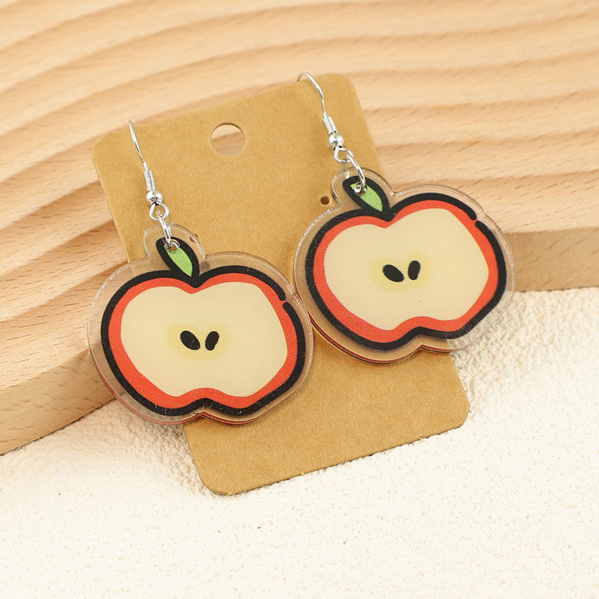 Wholesale Cartoon bread cake big eyes fruit apple cat acrylic earrings