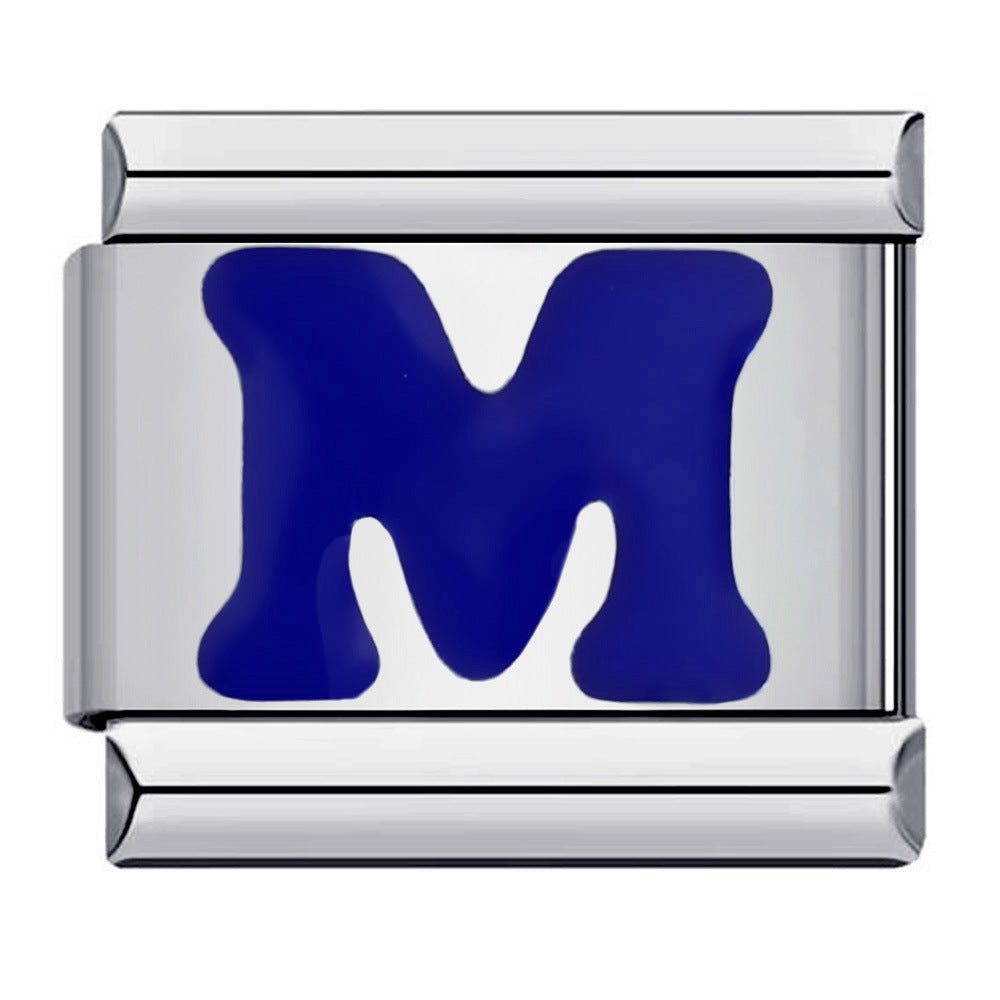 Wholesale Italian Charm Bracelet 9mm DIY Splicing Removable Blue English Letters Stainless Steel Composable Bracelet