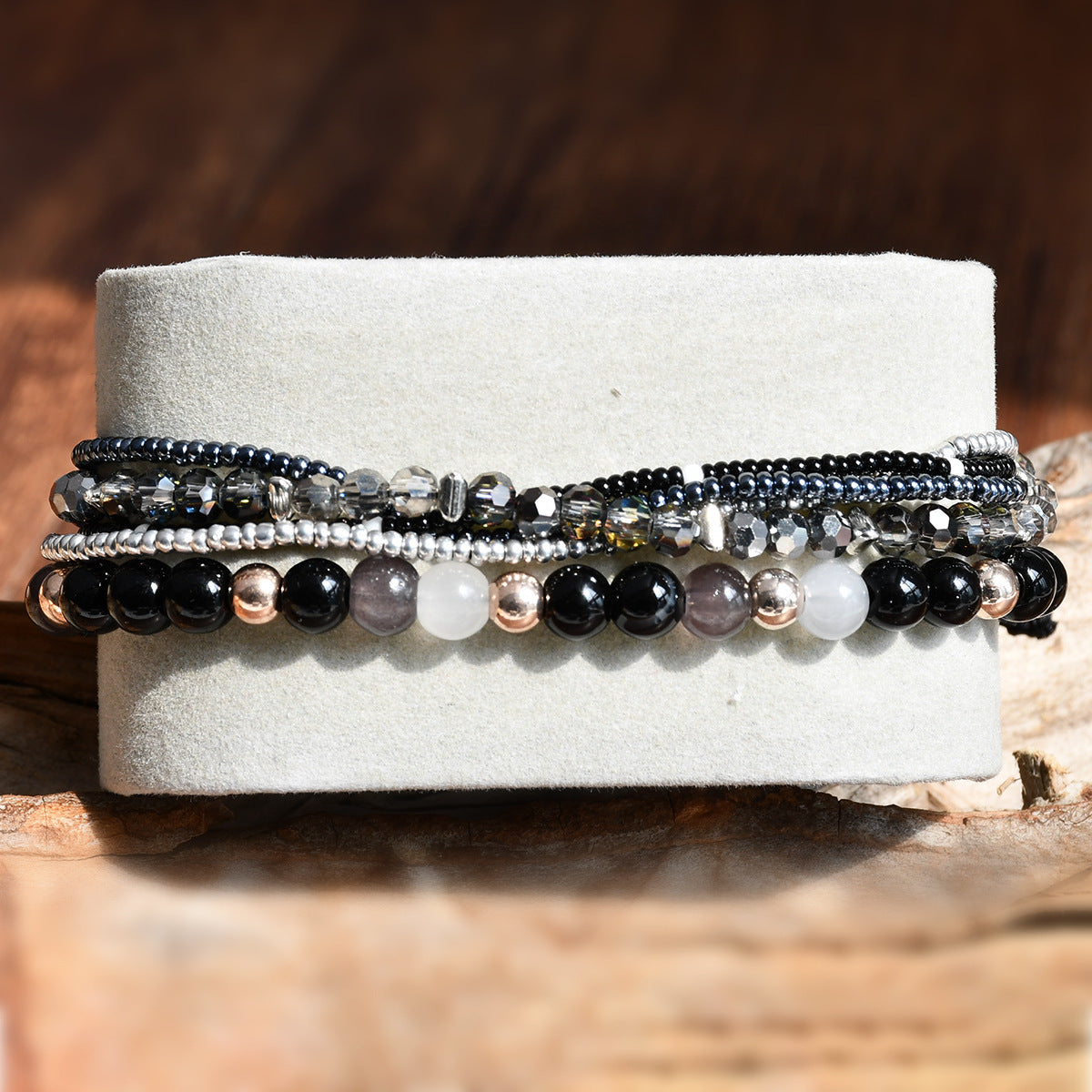 Wholesale Geometric Multi-Layer Woven Colorful Crystal Bead Bracelet,  Women' s Fashion Jewelry Gift for Boutique Resale
