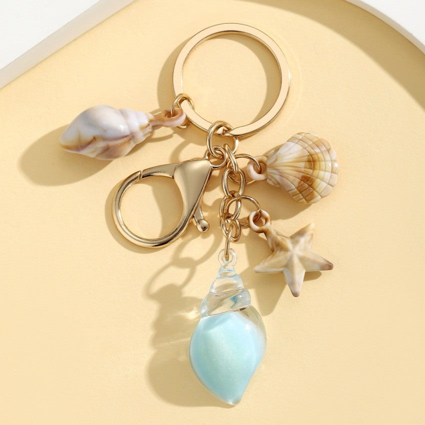 Wholesale Acrylic Glow-in-the-Dark Seashell Keychain Decorative Car Bag Charm Gift