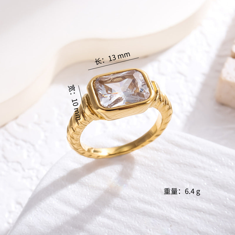 Wholesale Zircon Ring 18K Gold Plated Stainless Steel Ring ACC-RS-LR003