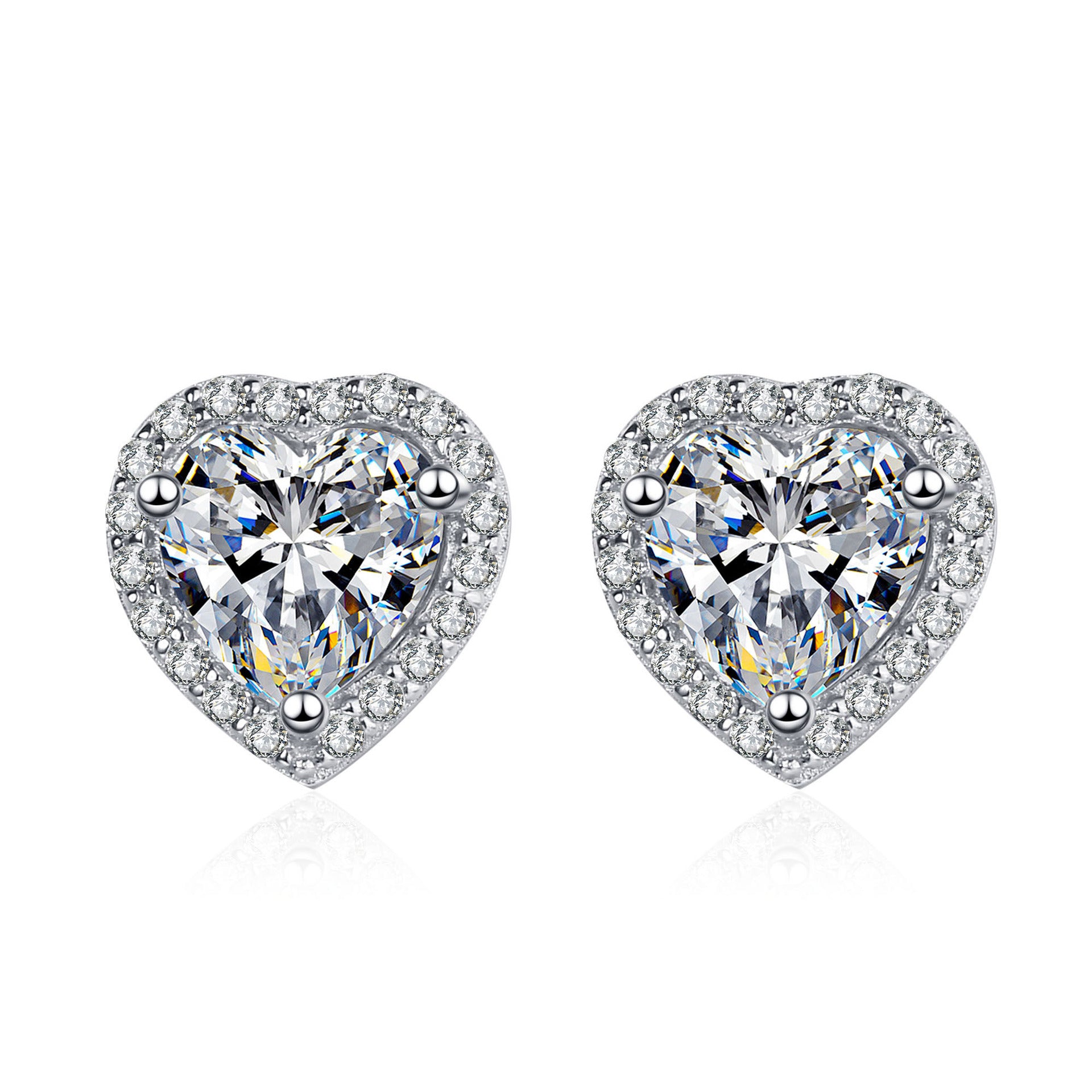 Wholesale 925 sterling silver  heart-shaped moissanite earrings